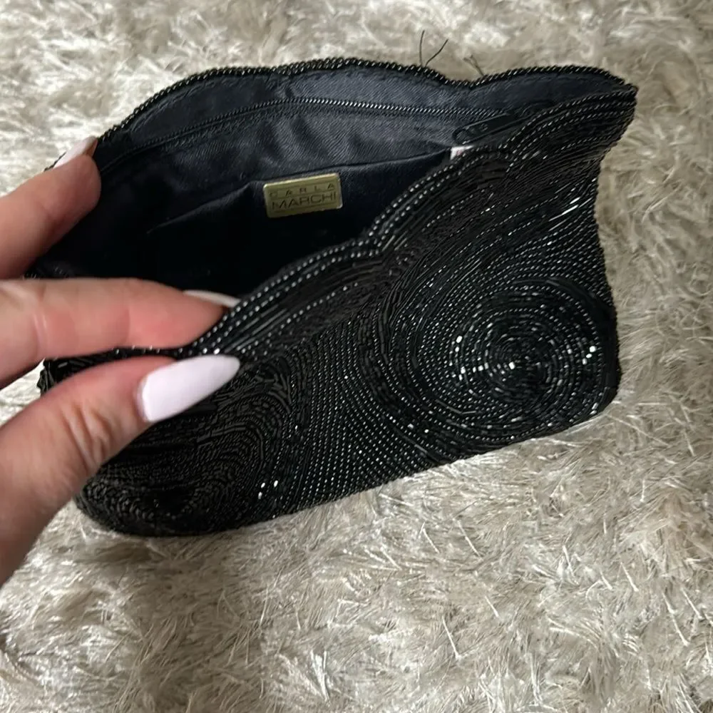 (3) Black Sequin Pouch Clutch Shoulder Evening Purses - Picture 7 of 7